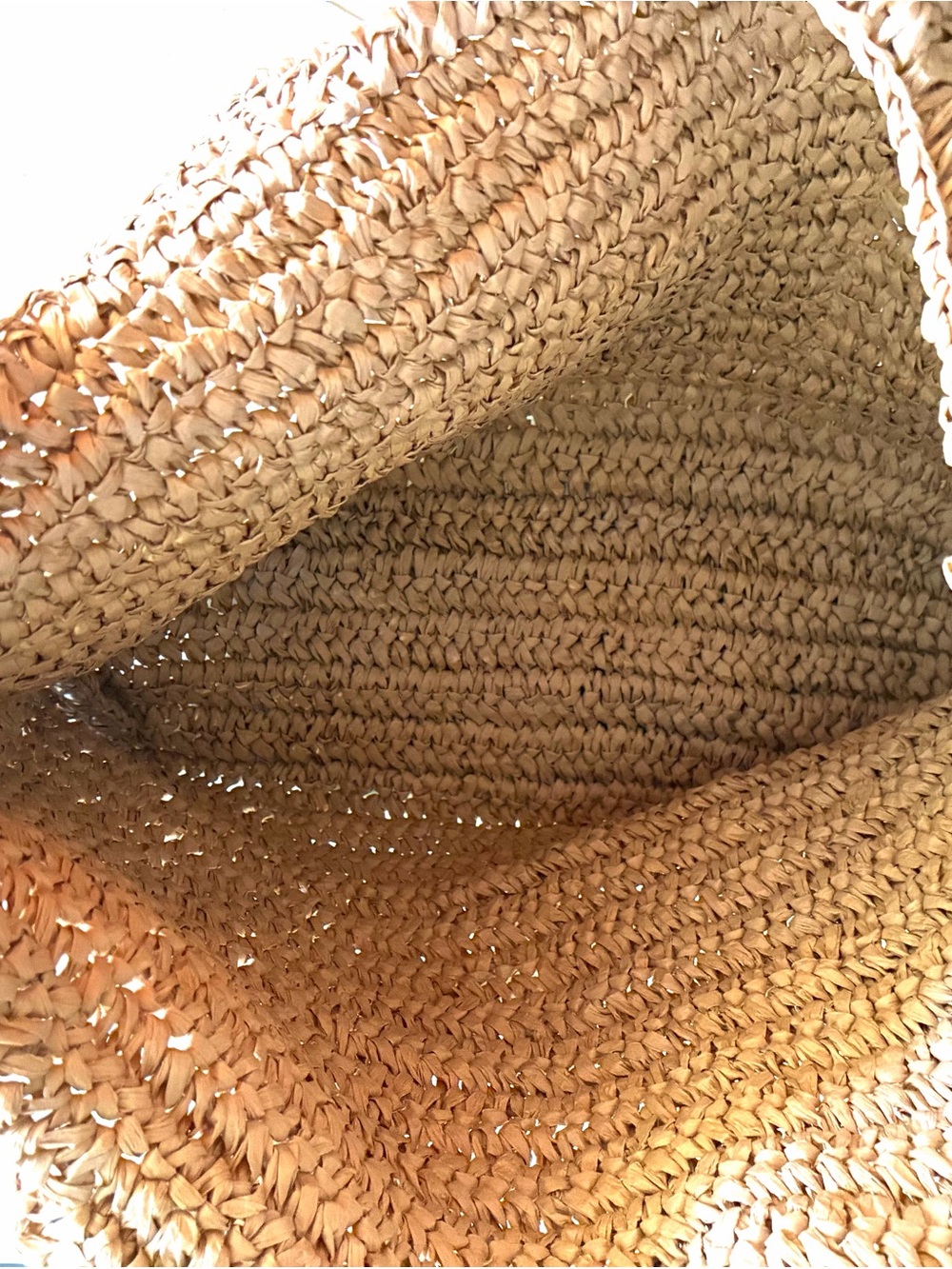 J. Crew Factory Packable straw tote bag Natural Straw Tote with Tan Patch.NWT. - Picture 7 of 16